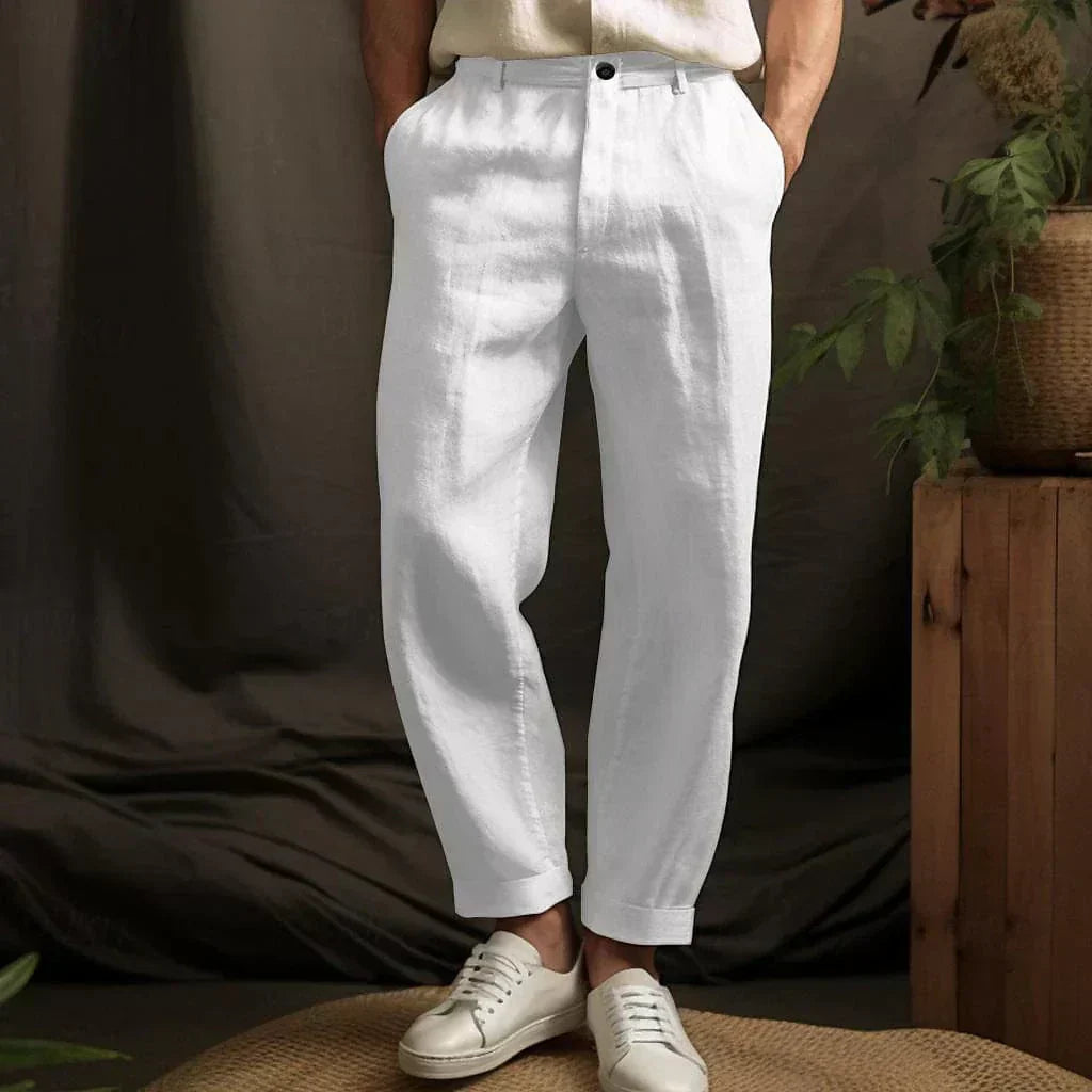 Comfortable Classic Linen Pants - BritishElegance