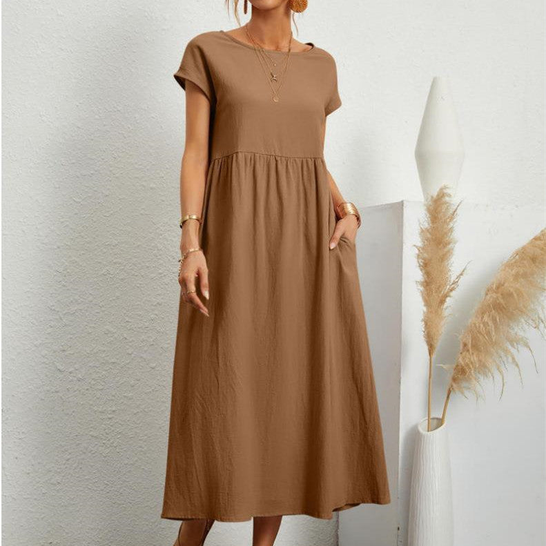Comfortable Casual Knee Length Midi Dress - BritishElegance