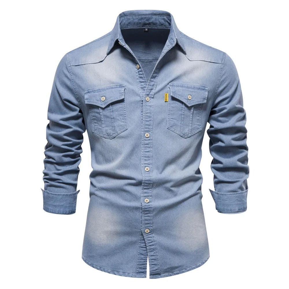Classic Western Style Denim Shirt - BritishElegance