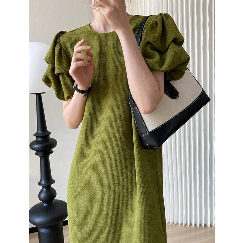 Chic Ladies Summer Sundress with Puffy Sleeves - BritishElegance