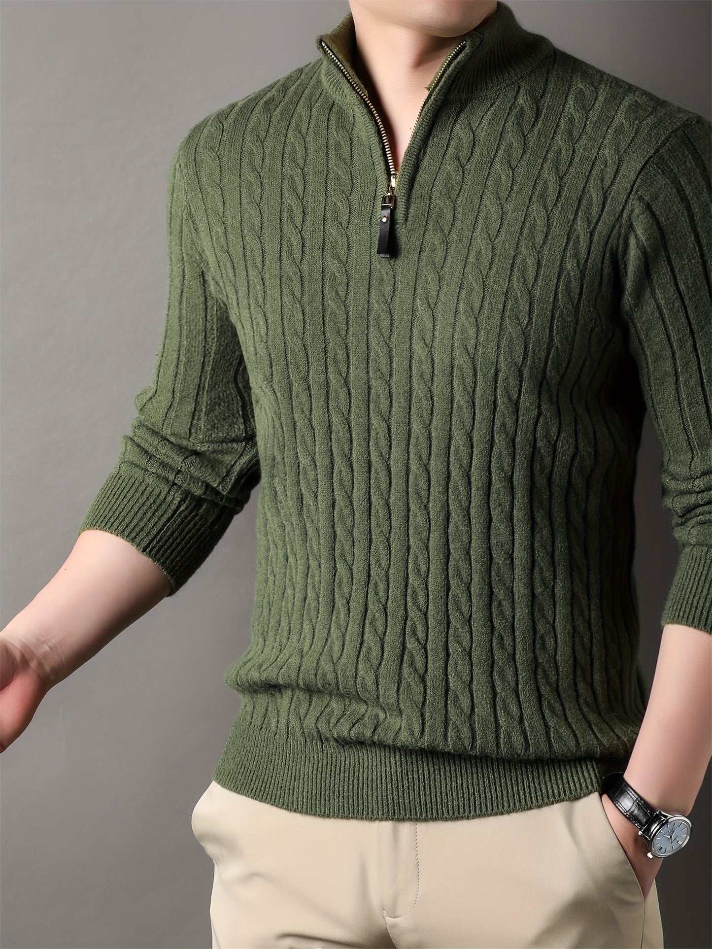 Comfortable Men's Striped Winter Sweater
