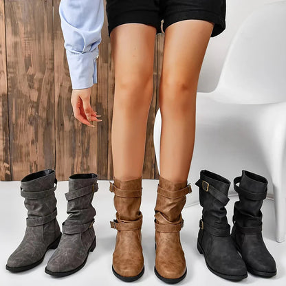 Comfortable Faux Leather Ankle Boots for Women - BritishElegance