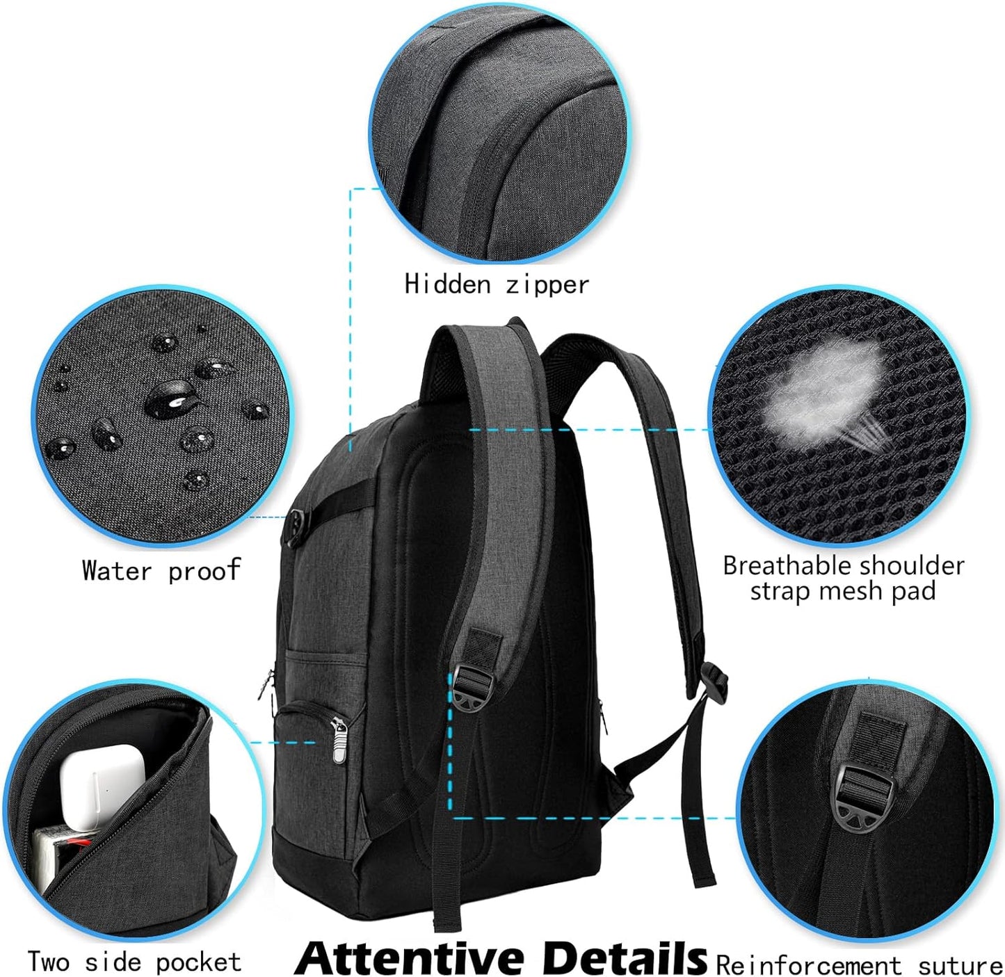 Slim 15.6' Travel & Work Laptop Backpack with Organiser Pockets
