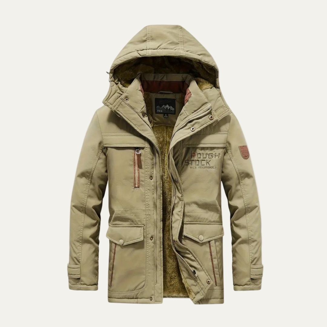 Men’s Rugged Insulated Outdoor Parka with Removable Hood