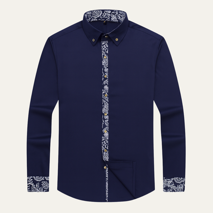 The Bellagio Men’s Business Slim Fit Shirt with Patterned Collar