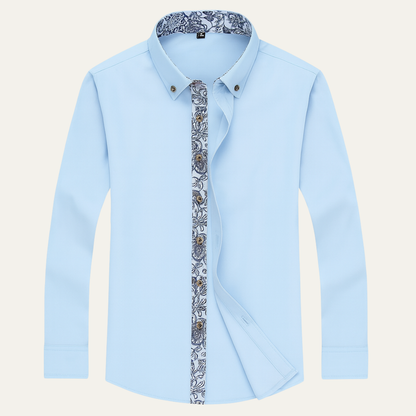 The Bellagio Men’s Business Slim Fit Shirt with Patterned Collar