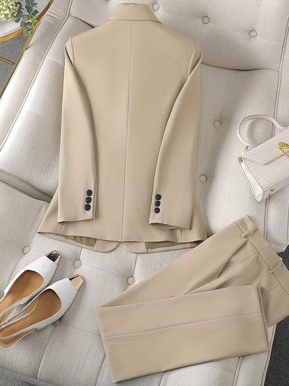 Elle – Women’s Notched Lapel Blazer & Trouser Set