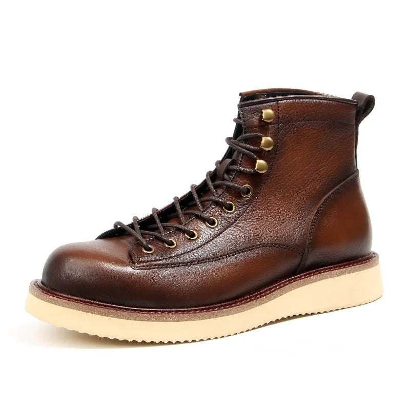 Classic Lace Up Boots with Contrast Sole