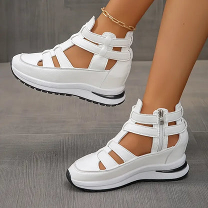 Pippa - Stylish Lightweight Wedge Sandals with Side Zip