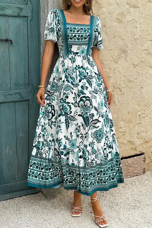 Bohemia Print Short Sleeve Casual Dress