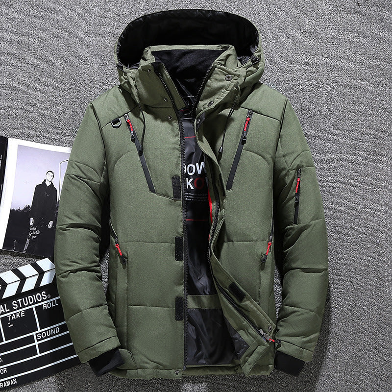 Warm Waterproof Men's Down Hooded Parka Jacket Outdoor Set