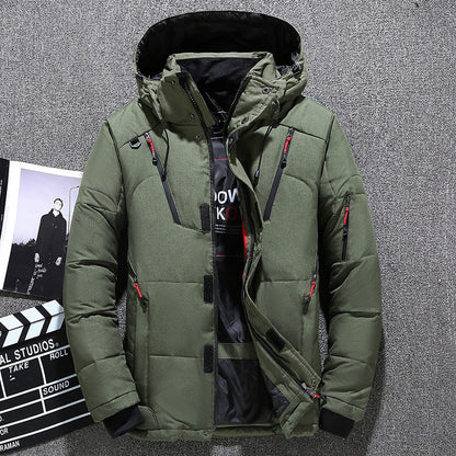 Warm Waterproof Men's Down Hooded Parka Jacket Outdoor Set