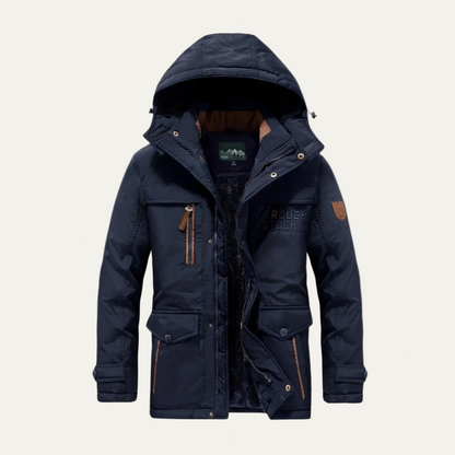 Men’s Rugged Insulated Outdoor Parka with Removable Hood