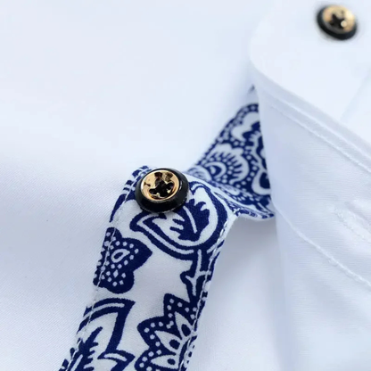 The Bellagio Men’s Business Slim Fit Shirt with Patterned Collar