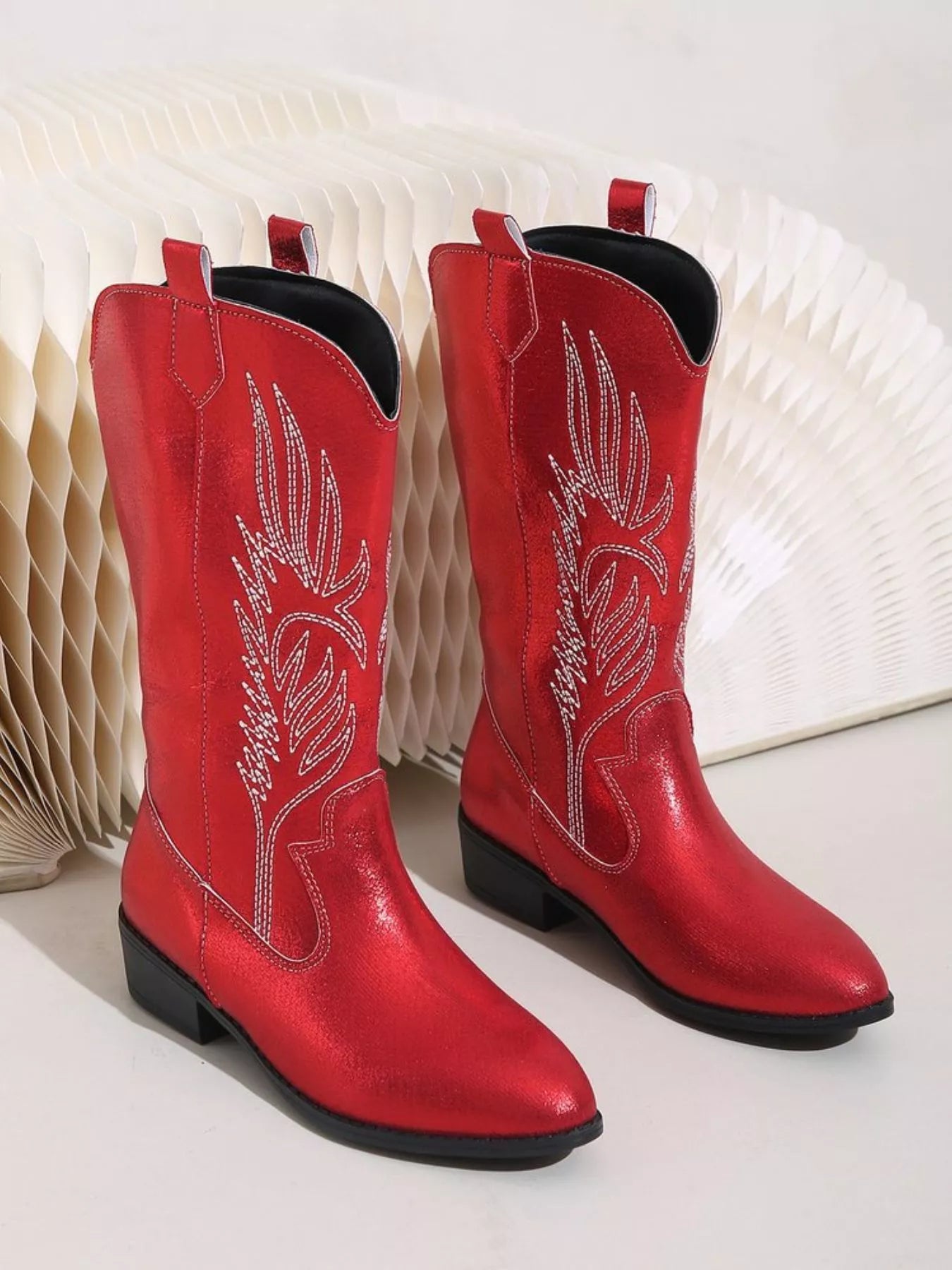 Decorative High Heel Ankle Boots