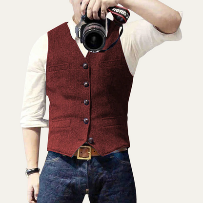 The St. Andrews Men's Vintage Gilet - Elegant Button Up Suit Vest