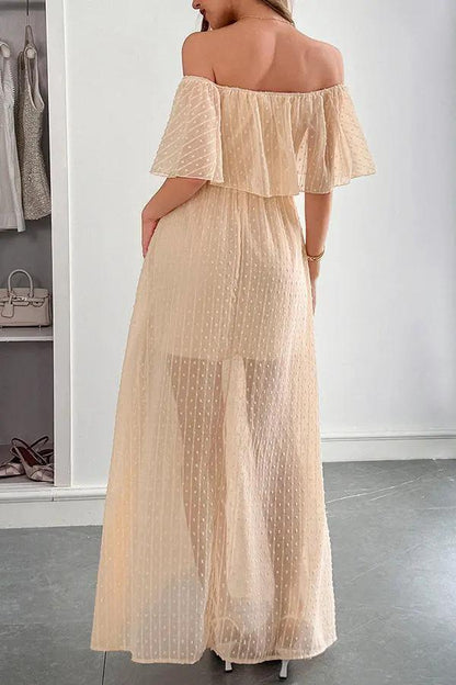 Fashion Bandeau Solid Color Maxi Dress