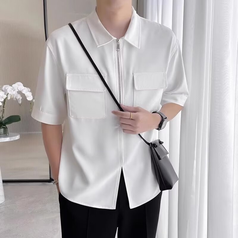 Relaxed Fit Men's Zipper Casual Shirt