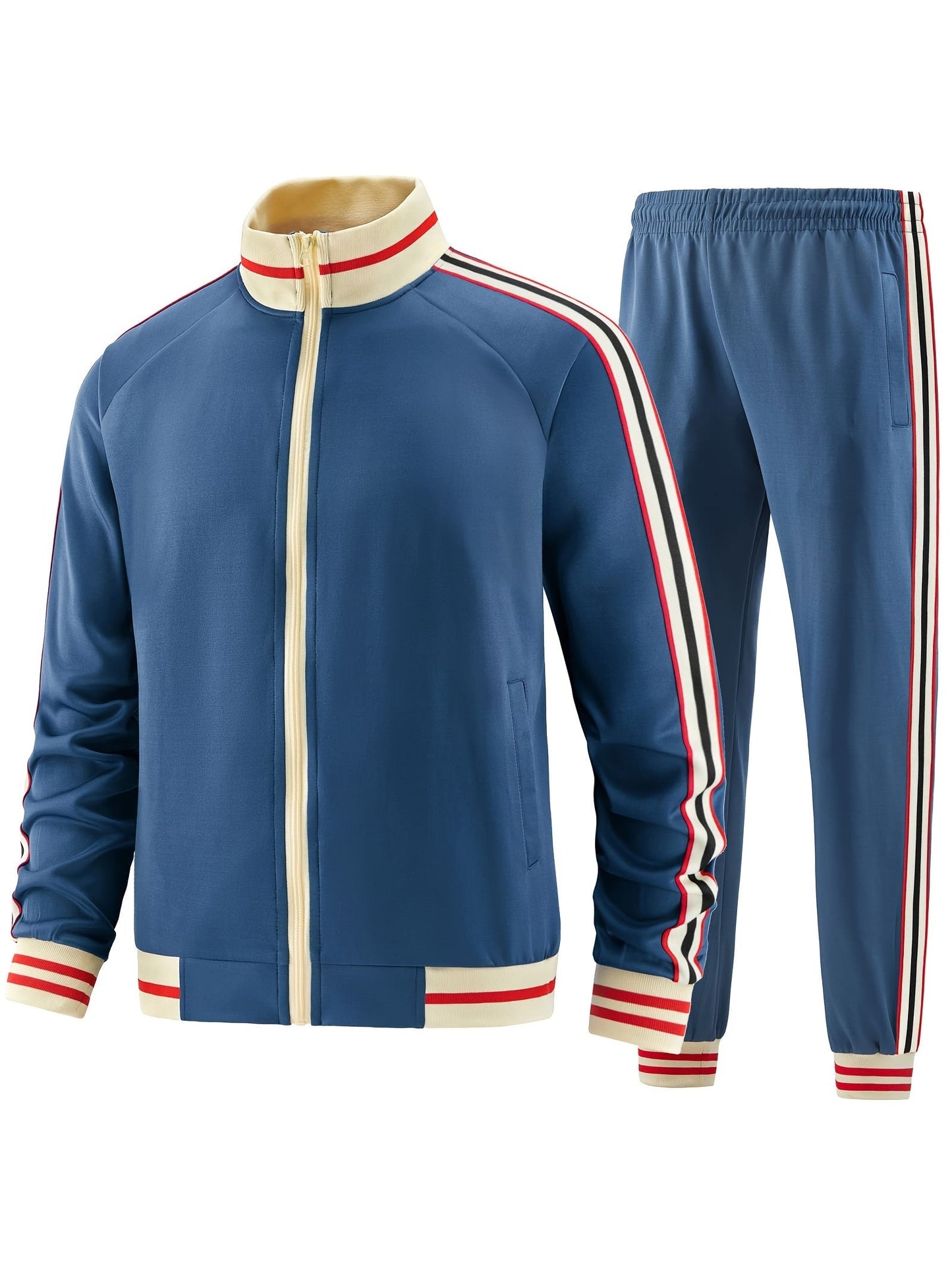 Comfortable Men's Zip Up Tracksuit Set - BritishElegance