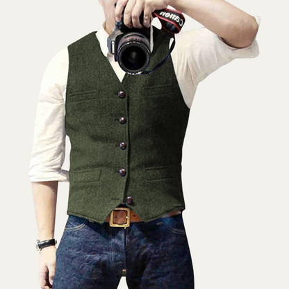 The St. Andrews Men's Vintage Gilet - Elegant Button Up Suit Vest