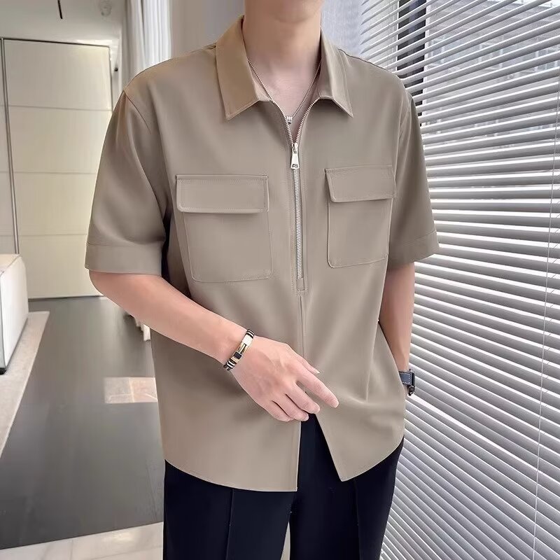 Relaxed Fit Men's Zipper Casual Shirt