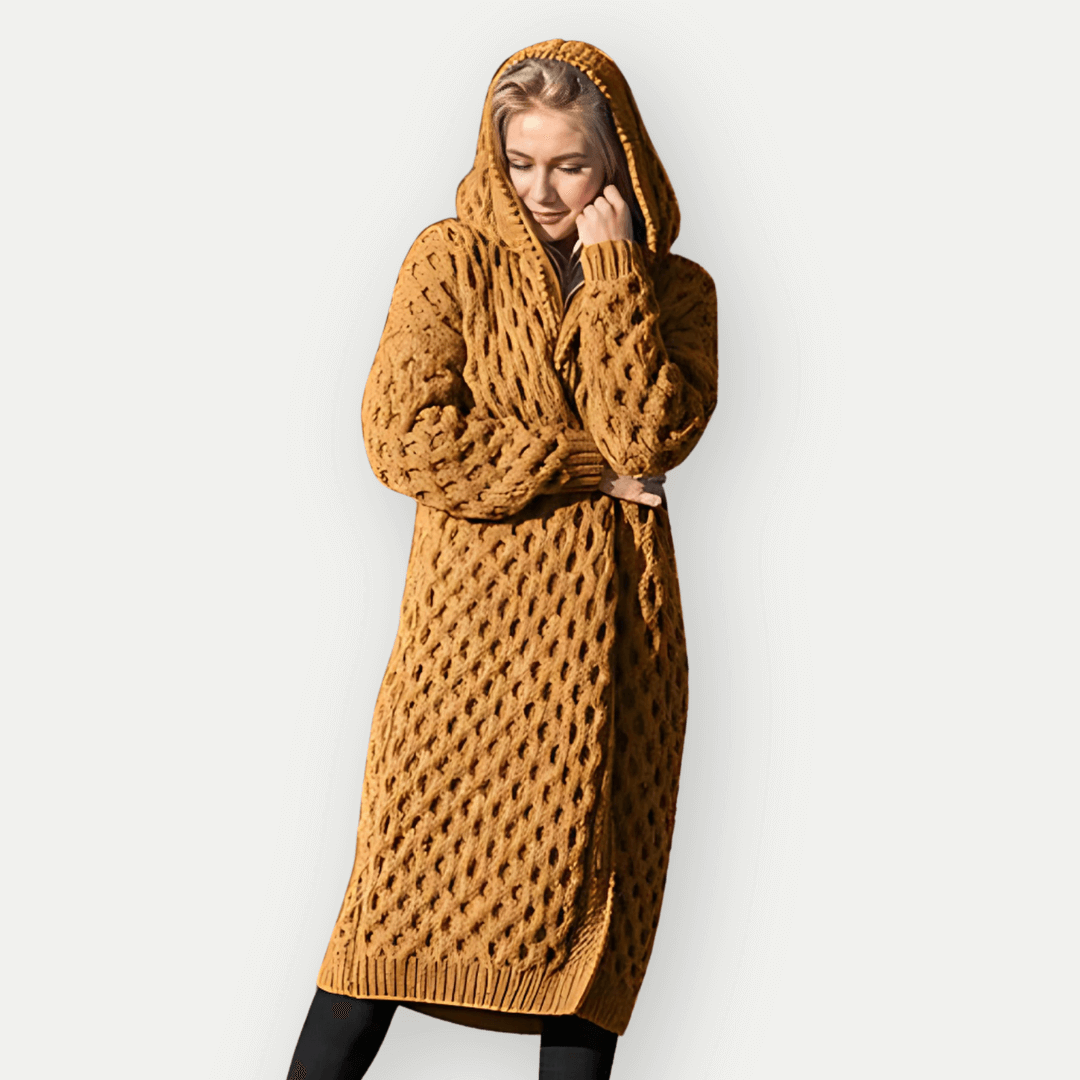 Lily Longline Hooded Cardigan | Relaxed Fit Cable Knit Cardigan