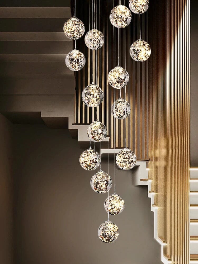 Elegant Glass Ball Staircase Lighting Fixture