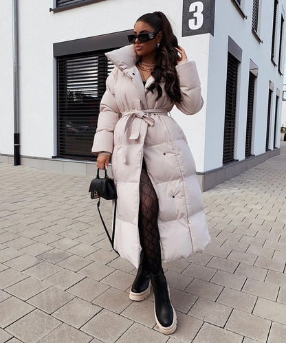 Womens Long Elegant Belted Coat – Sophisticated Outerwear for Women