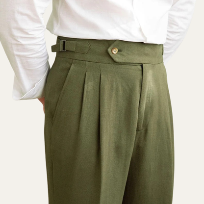 Men’s High-Waist Pleated Summer Chinos