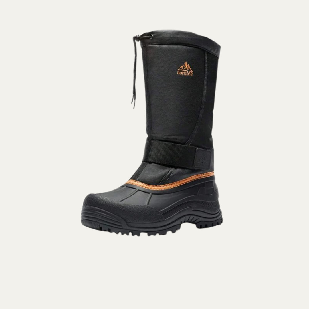 Men’s Tall Rugged Winter Snow Boots with Strap and Drawstring