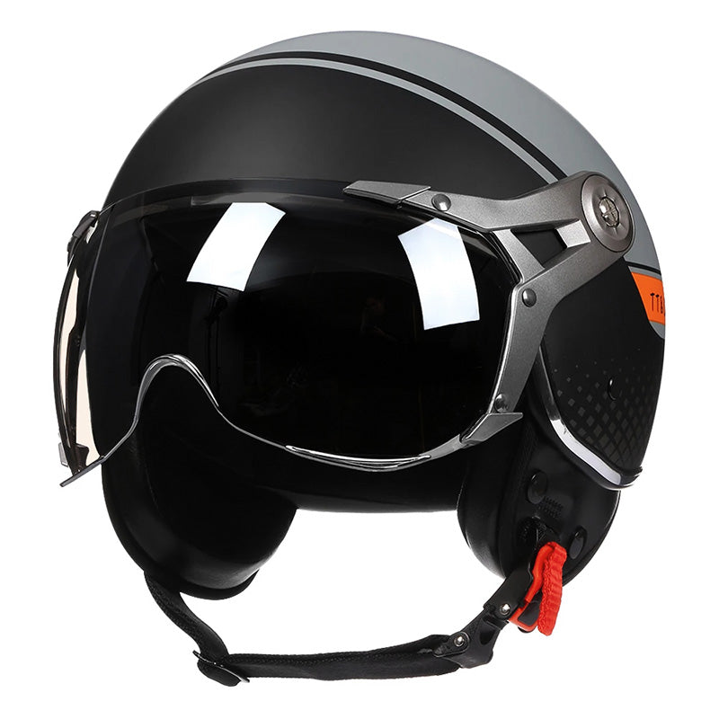 Classic Retro Motorcycle Helmet With Clear Face Shield