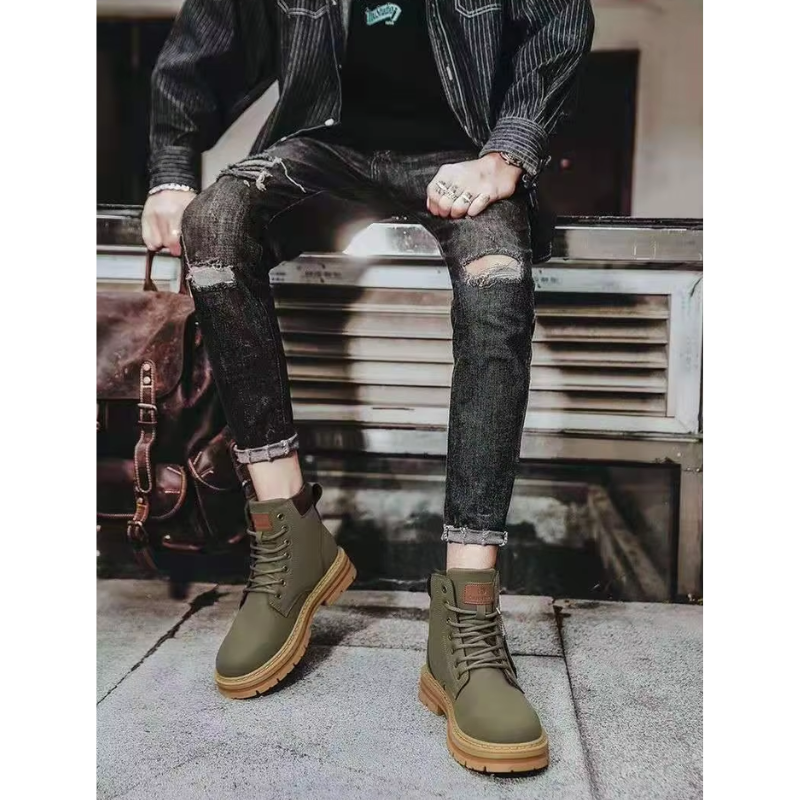 Comfortable Men's High Ankle Boots with Durable Sole
