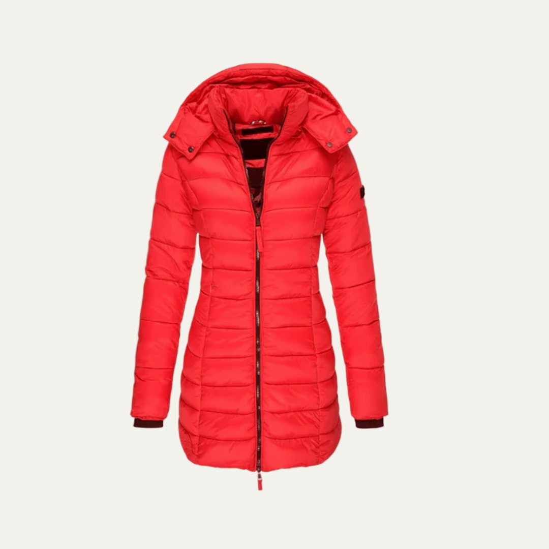 Women’s Fitted Mid-Length Hooded Puffer Coat