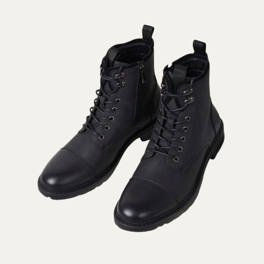 Men’s Cap Toe Lace Up Combat Style Ankle Boots