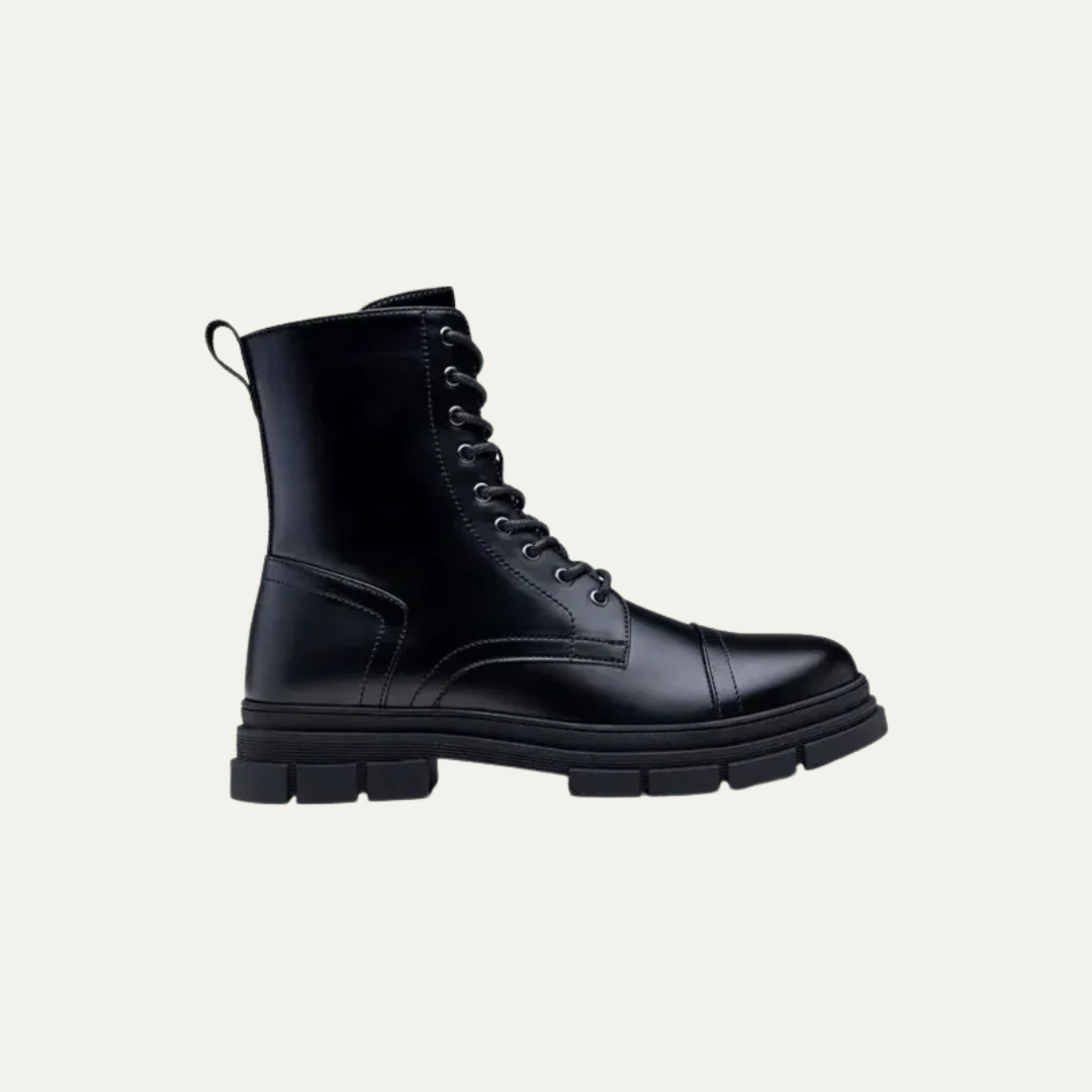 Men’s Cap Toe Combat Boots with Side Zipper