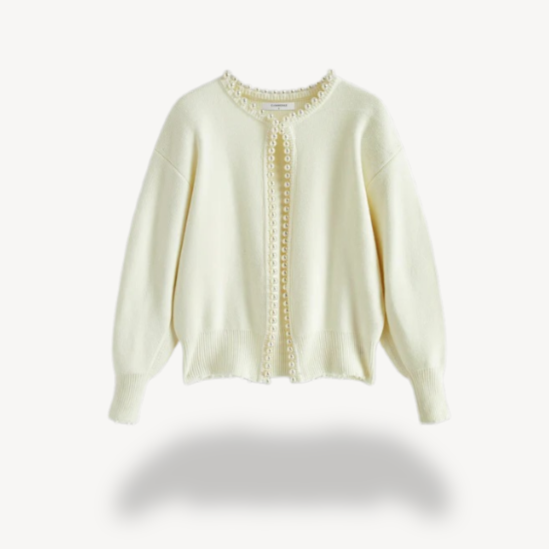 Women’s Knit Cardigan with Pearl Trim