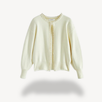 Women’s Knit Cardigan with Pearl Trim
