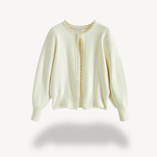 Women’s Knit Cardigan with Pearl Trim