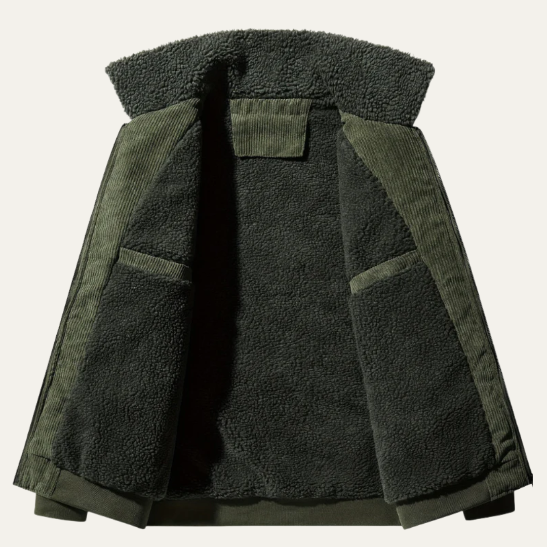 Men’s Corduroy Shearling Collar Zip Jacket