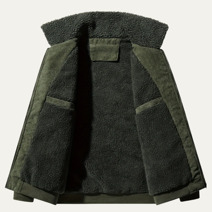 Men’s Corduroy Shearling Collar Zip Jacket