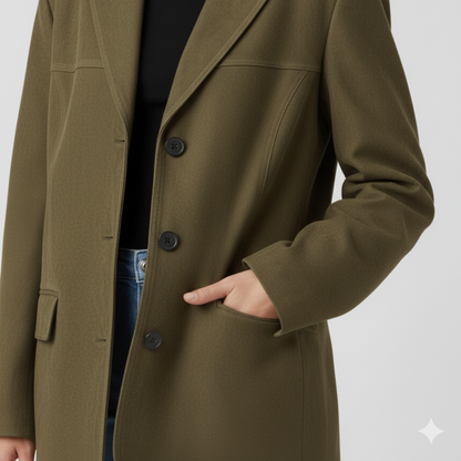 Claudine | Autumn Jacket - Oversized Button-Up Outerwear with Pockets for Women