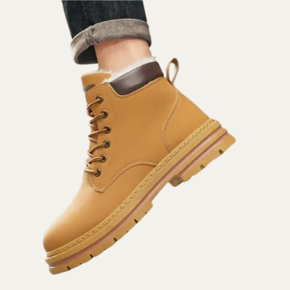 Men’s Rugged Faux Fur Lined Lace Up Hiking Boots