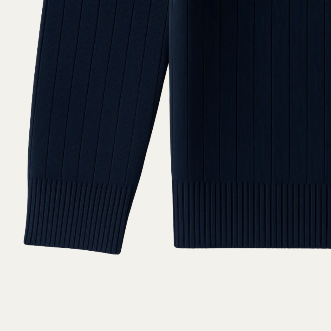 Men’s Mock Neck Quarter Zip Ribbed Sweater