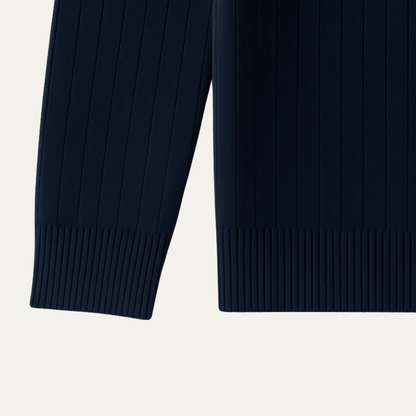 Men’s Mock Neck Quarter Zip Ribbed Sweater