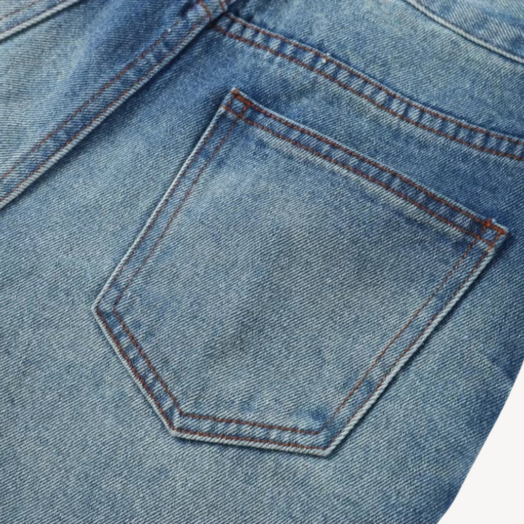 Women's Button-Studded Wide-Leg Jeans