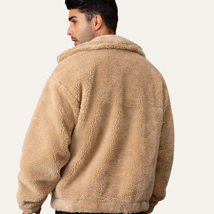 Men’s Casual Fleece Sheepskin Look Jacket