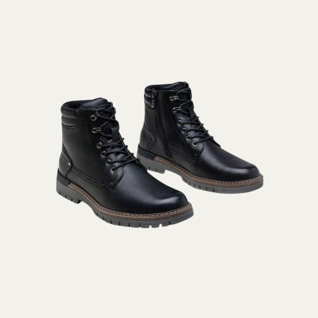 Men’s Military Style Lace Up Combat Boots with Lug Sole