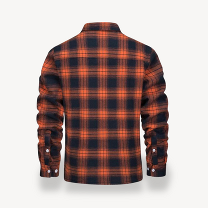 Men's Plaid Flannel Shirt with Sherpa Fleece Lining