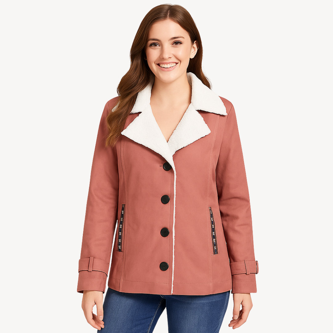Women’s Fleece-Lined Coat with Buttons