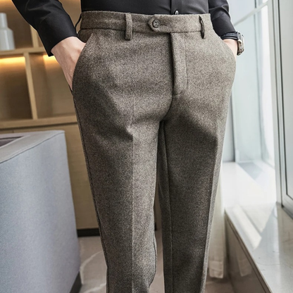 The Piacenza Men’s Slim Fit Smart Wool Blend Formal Trousers